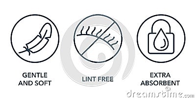 Cotton rouds icons - soft, lint free, absorbent Vector Illustration
