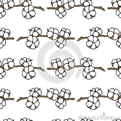 Cotton seamless pattern Vector Illustration