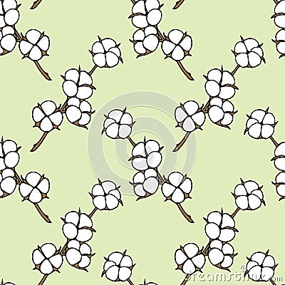 Cotton seamless pattern Vector Illustration