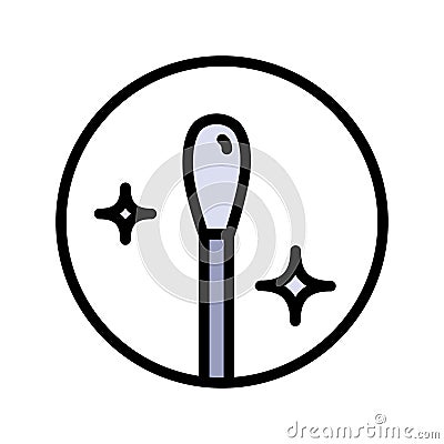 Cotton swab, clean, medical, tool, stick vector color flat icon Vector Illustration