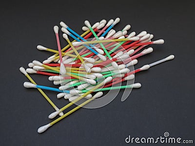 Cotton swabs over black background Stock Photo