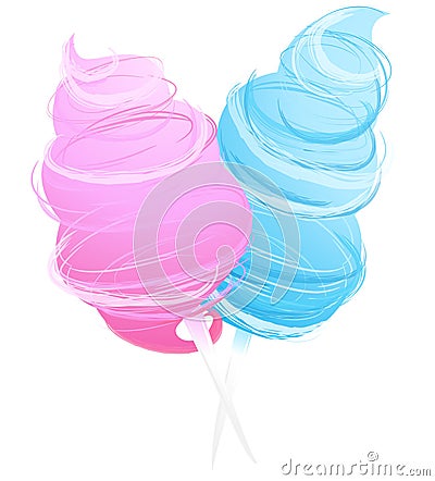 Cotton sweet candy isolated on white Vector Illustration