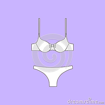 Cotton underwear. Set of lingerie, panties and bra, Vector Illustration