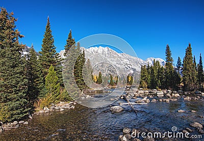 Cottonwood Creek in Grand Teton National Park, Wyoming Stock Photo