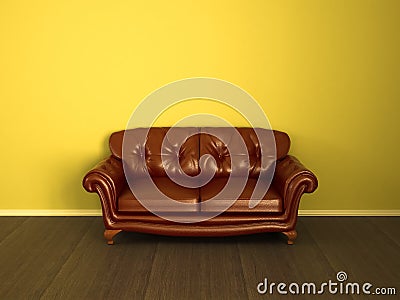Couch brown leather Stock Photo
