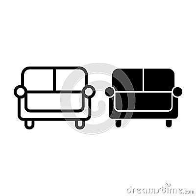 Couch line and glyph icon. Sofa vector illustration isolated on white. Divan outline style design, designed for web and Vector Illustration