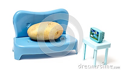 Couch Potato watching TV Stock Photo