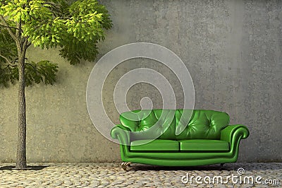 Couch on a side walk Stock Photo