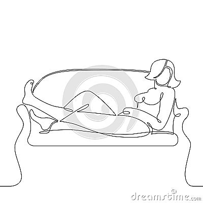 Couch sofa home woman girl, young, person, relax Vector Illustration
