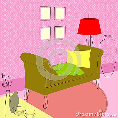 Couch in the waiting room Vector Illustration