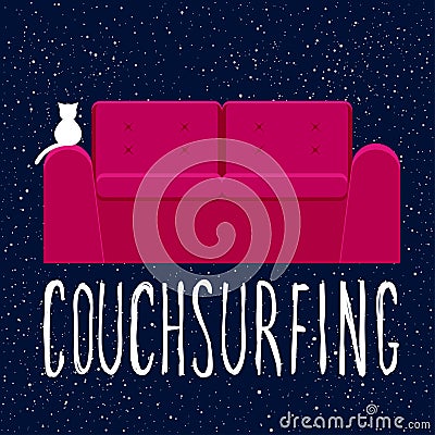 Couchsurfing. Abstract bright illustration with handwritten quote Vector Illustration