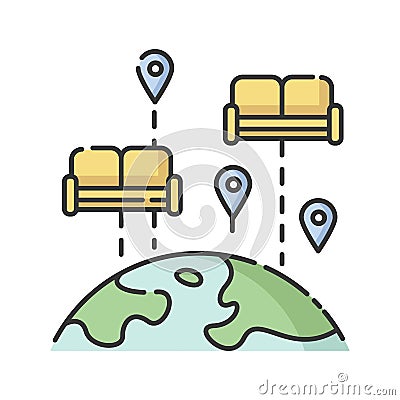 Couchsurfing RGB color icon Vector Illustration