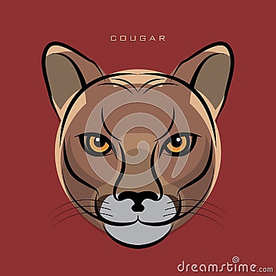 The Cougar, also known as the Puma face sign or symbol Vector Illustration