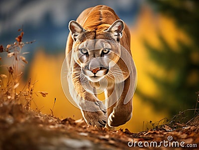 Cougar Ready to Pounce Cartoon Illustration