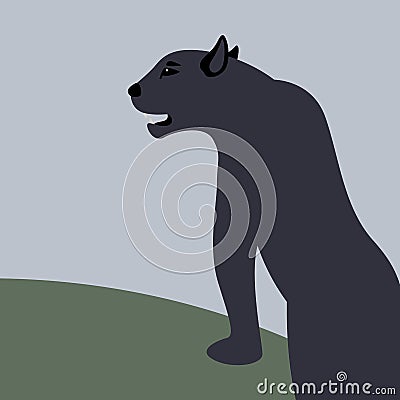 Cougar vector illustration flat style black silhouette Vector Illustration