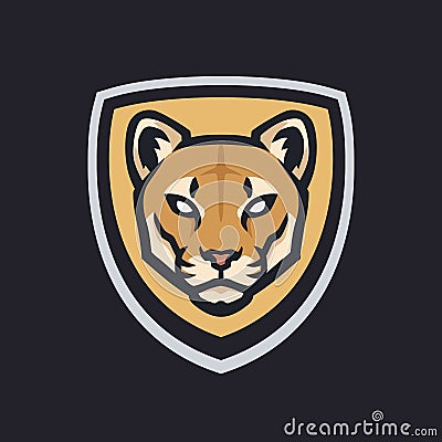 Cougars head mascot logo template. Cartoon Illustration