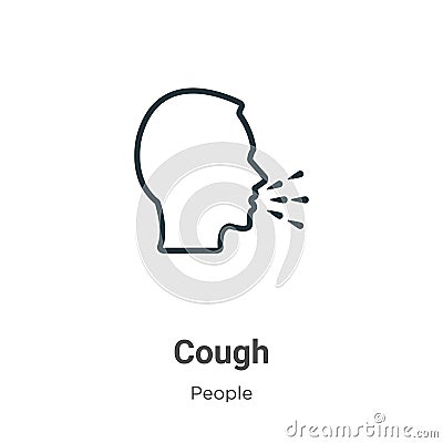 Cough outline vector icon. Thin line black cough icon, flat vector simple element illustration from editable people concept Vector Illustration