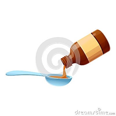 Cough syrup mixture icon, cartoon style Vector Illustration