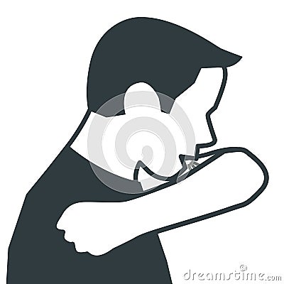 Cough in your bent elbow Vector Illustration