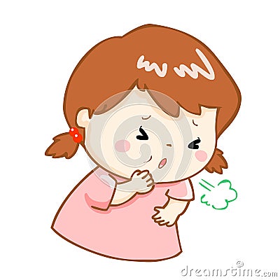 Coughing girl cartoon illustration Vector Illustration