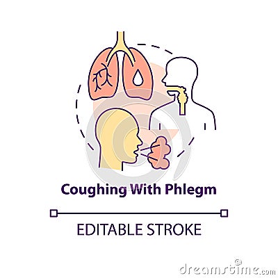 Coughing with phlegm concept icon Vector Illustration