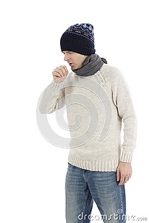 Coughing sick man Stock Photo