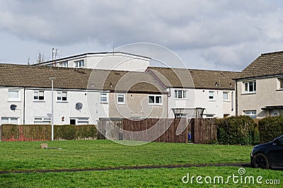 Council flats in poor housing estate in Glasgow Stock Photo