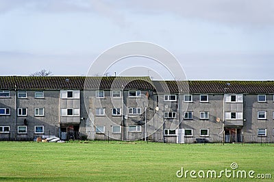 Council flats in poor housing estate in Paisley Stock Photo