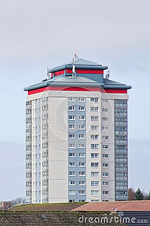 Council flats in poor housing estate in Paisley Stock Photo