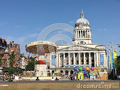 Council house in the market square of Nottingham city, England. Editorial Stock Photo