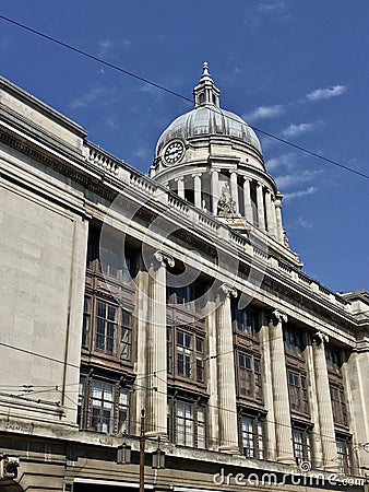 Council house Town Hall in the market square of Nottingham city, England. Stock Photo