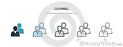 Counsel icon in different style vector illustration. two colored and black counsel vector icons designed in filled, outline, line Vector Illustration