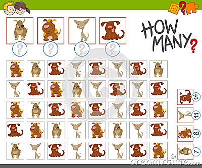 Count the dogs activity Vector Illustration