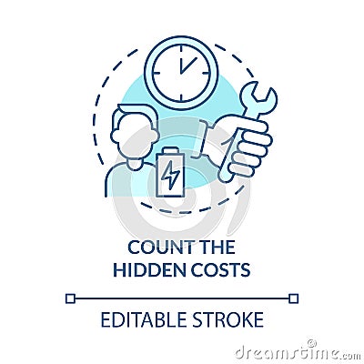 Count hidden costs blue concept icon Vector Illustration