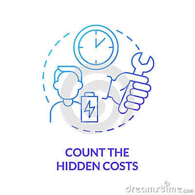 Count hidden costs blue gradient concept icon Vector Illustration