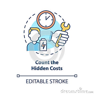 Count hidden costs concept icon Vector Illustration