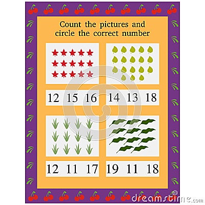 Count the pictures and circle the correct number Stock Photo