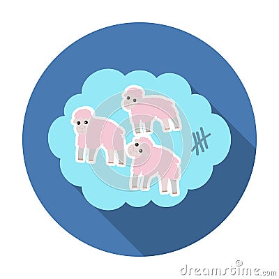 Count sheep icon in flat style isolated on white background. Sleep and rest symbol stock vector illustration. Vector Illustration