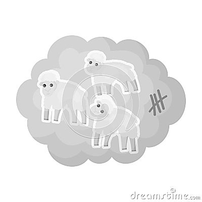 Count sheep icon in monochrome style isolated on white background. Vector Illustration
