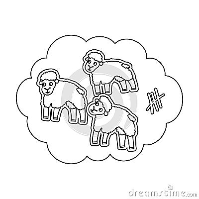 Count sheep icon in outline style isolated on white background. Vector Illustration