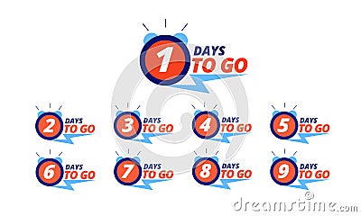 Countdown badges. Days to go sale labels with day left numbers. Product limited promo, big deal offer vector Vector Illustration