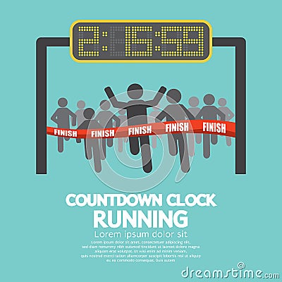 Countdown Clock At Finish Line Vector Illustration