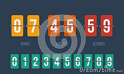 Countdown clock flip counter vector digital timer Vector Illustration