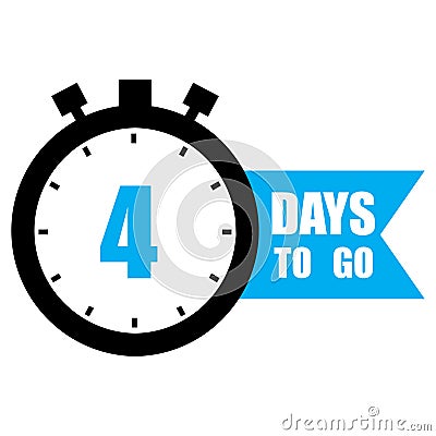 Countdown clock icon. Number four highlight. 4 days to go. Vector time design. Vector Illustration