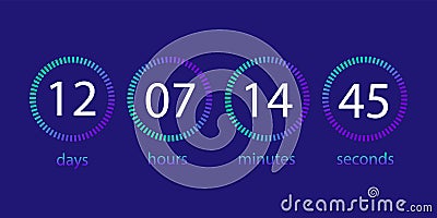 Countdown clock. Scoreboard of the day, hour, minute, second. User interface Vector Illustration