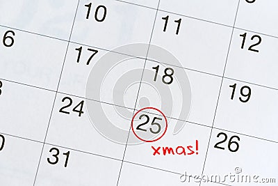 Countdown 25 December Christmas Day Stock Photo