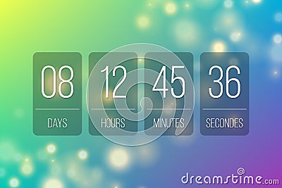 Countdown flip clock timer web site template design Vector Illustration