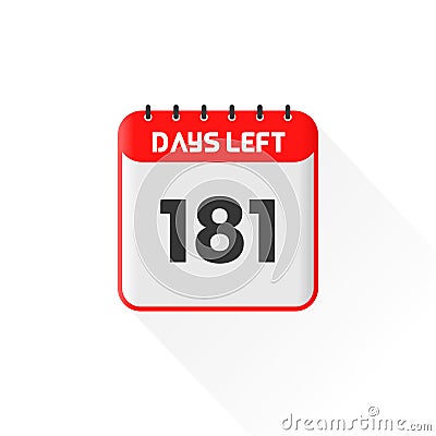 Countdown icon 181 Days Left for sales promotion. Promotional sales banner 181 days left to go Vector Illustration