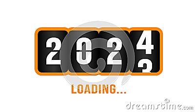 2024 countdown loading bar Progress digital technology black and yellow color background. happy new year 2024 loading bar. Vector Illustration