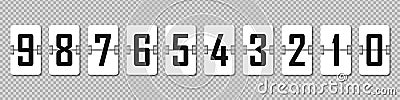 Countdown. Mechanical flipboard. Realistic scoreboard. Set of numbers. Vector illustration Vector Illustration